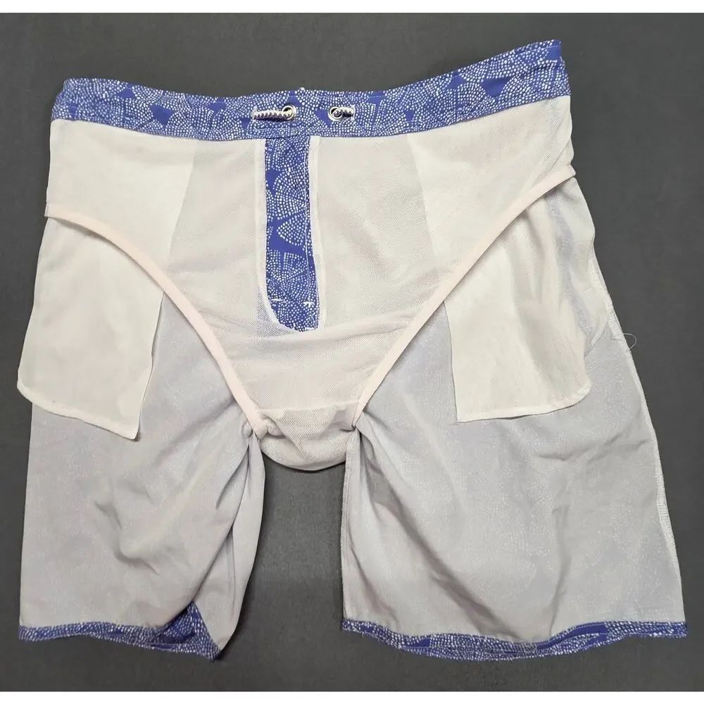Johnnie O Mens 2X Half Elastic Southport Swim Trunks Board Shorts Blue 8